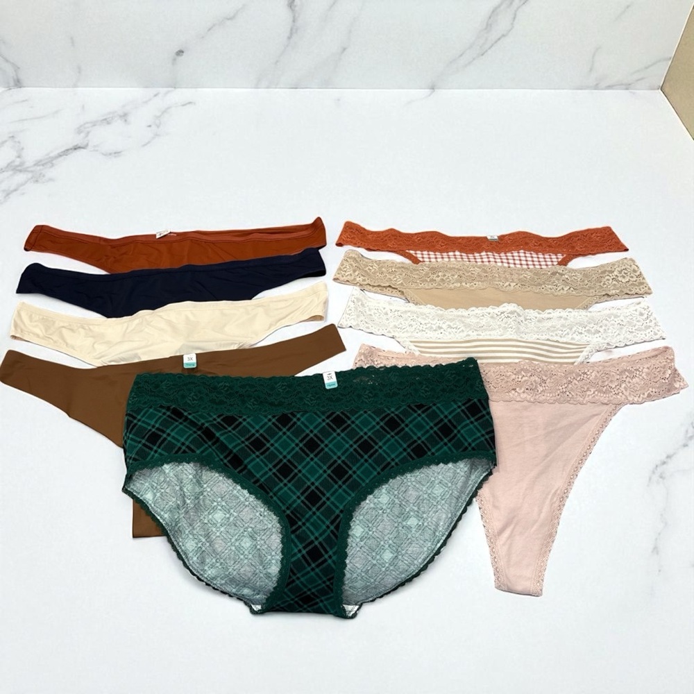 Maurices Women's Panties Set of 9 Size 3X - Green, Brown, Cream, Pink